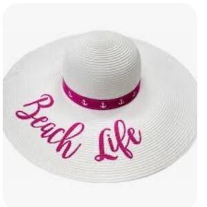 Beach Life Kids Sun Hat - White and Pink